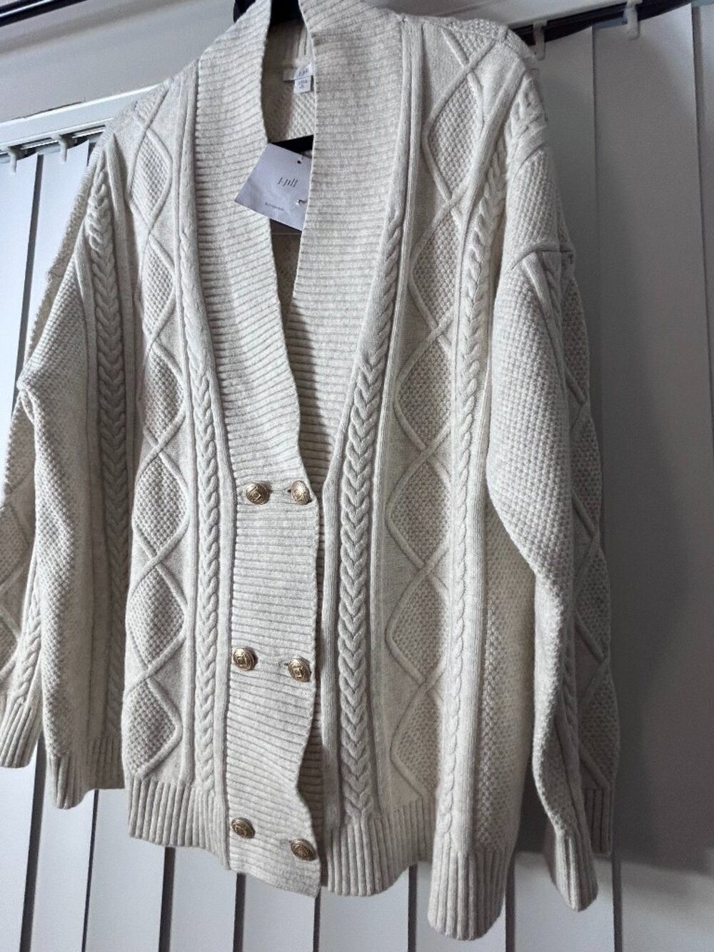Women's J.Jill Cable Knit Cardigan Size XL in Oatmeal (New with Tags)